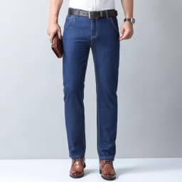 2026 New Spring Summer Ice Silk Thin Men's Light Blue Straight Slim Jeans Stylish Casual Stretch Denim Pants Classic Trousers 40