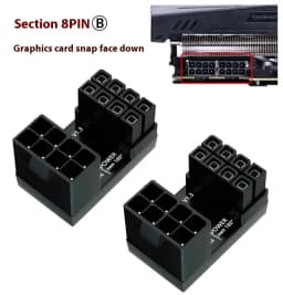 LDPCSJ 180° Rotating Elbow PCI-E Graphics Card Power Supply Adapter Connector GPU PSU Steering 6Pin 8Pin Wiring Artifact