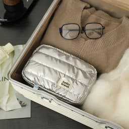 Puffer Makeup Bag Travel Organizer, Lightweight Cosmetic Storage Bag with Zipper, Portable Toiletry Bag for Women