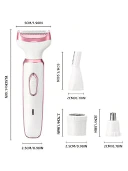 4-in-1 Rechargeable Electric Lady Shaver Set - 500mAh Portable Wet/Dry Trimmer for Face, Nose, Legs & Underarms