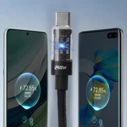 0.25/1/1.5/2M 240W Nylon USB C PD Super Fast Charging Data Cable With LED Display USB To Type C Quick Charge Data Cords New