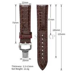 Crocodile Pattern Design Leather Watchbands Automatic Buckle Men Women Business Watch Band 12/14/16/18/19/20/22mm Watch Straps