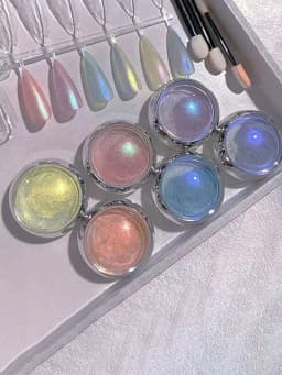Pearl White Nails Glitter Dust Chrome Moonlight Rubbing on Powder Silver Shell Mirror Pigment Nail Art Supplies Decoration
