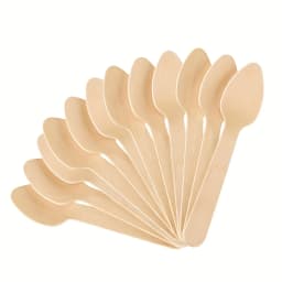 50Pcs Disposable Spoons (Approximately 9.6cm) Wooden Mini Dessert Spoons, Dessert Spoons, Tasting Spoons, Suitable for Parties, Gatherings, Holiday Celebrations, and Can Be Used by Multiple Guests