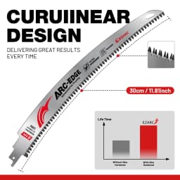 EZARC 9''/12"/15'' Japanese Teeth Reciprocating Saw Blades, 6TPI Arc Tooth Pruning Blades for Tree Trimming, Wood Cutting