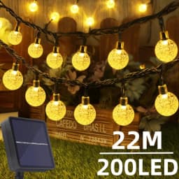 22M Solar String Lights Outdoor Led Crystal Globe Lights Waterproof Solar Festoon Fairy Light for Garden Christmas Outdoor Decor
