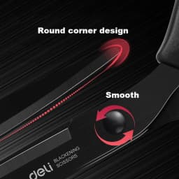 Deli Black Blade Scissors Stationery 180mm 7 Inch Stainless Steel Anti-Rust Sharp Office Home School Craft Cutting Tool