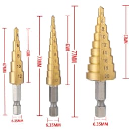 3-13/35mm 4-12/20/32mm Titanium Plated Hex Handle Step Drill Multi Functional Pagoda Drill Irregular Drill Bit Drilling Tool