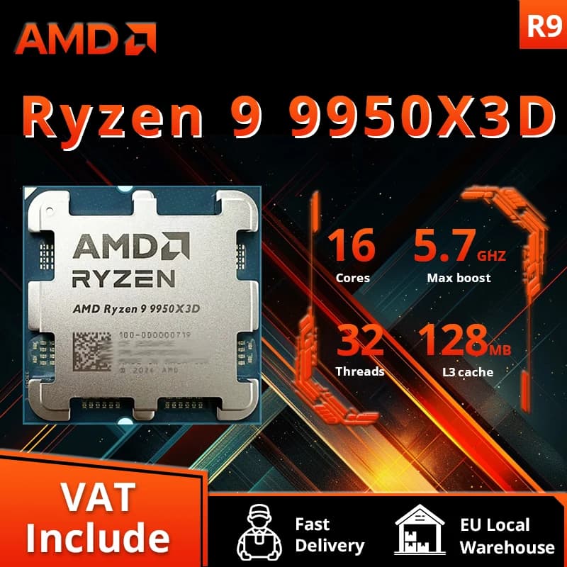 AMD Ryzen 9 9950X3D New Gaming CPU Processor 16-Core 32-Thread Special offer 5.7GHz 144MB Cache TDP 170W R9 9950x3d Socket AM5