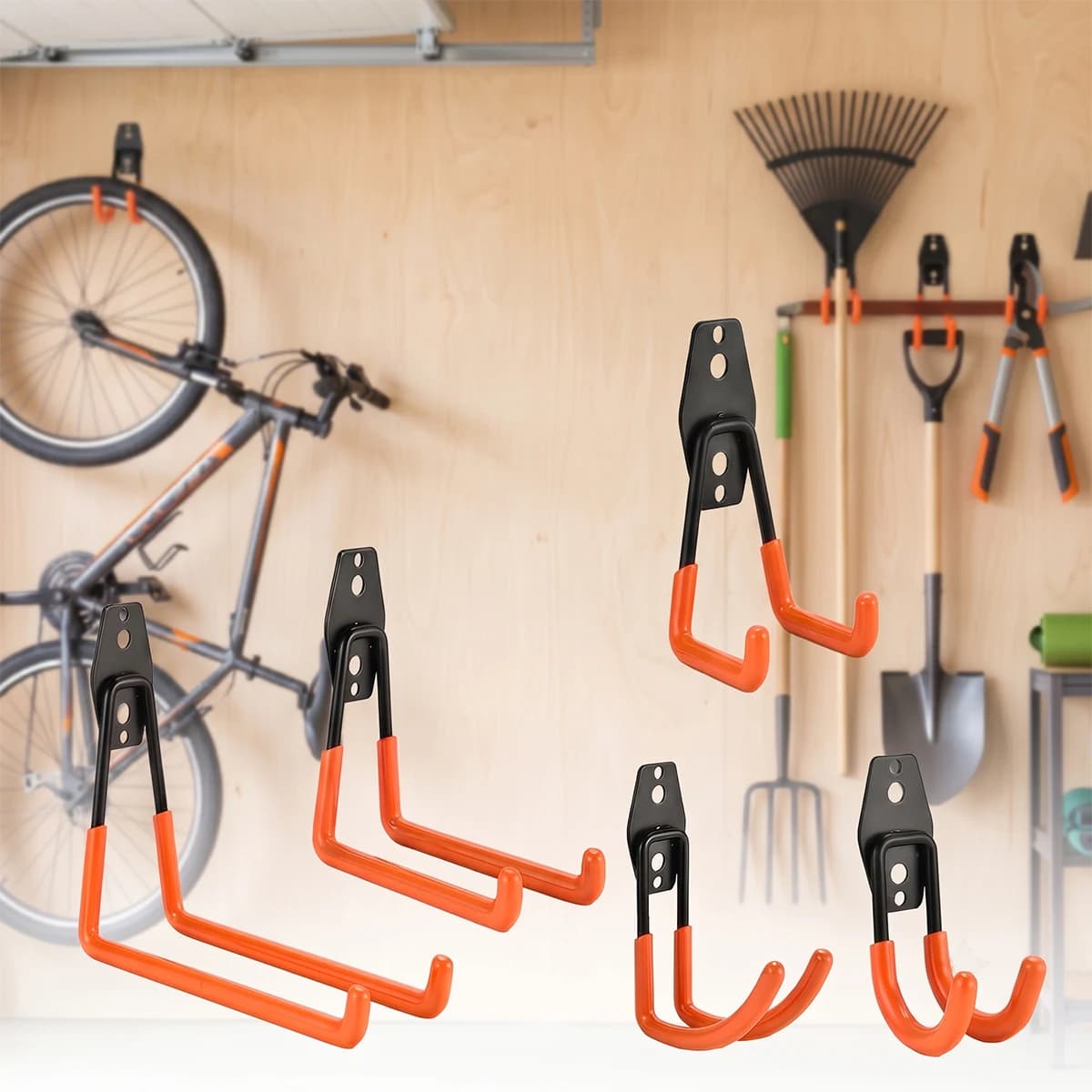 Heavy Duty Metal Hook Garage Organizer Wall Mount Bicycle Hanger Hooks Wall Mount Anti-slip Ladders Storage Hook Garden Tool
