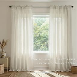 Beige Tulle Cotton Linen Look Sheer Voile Window Curtain for Bedroom or Living Curtains for Dining Room Window