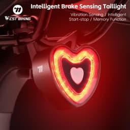 WEST BIKING Bike Tail Light Smart Brake Sensing MTB Road Bike Rear Light IPX6 Waterproof 4 Modes Heart Light Cycling Accessories