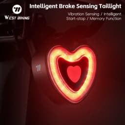 WEST BIKING Bike Tail Light Smart Brake Sensing MTB Road Bike Rear Light IPX6 Waterproof 4 Modes Heart Light Cycling Accessories