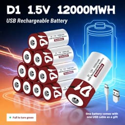Rechargeable Lithium D Batteries LR20 1.5V D Size Cell Battery Replacement 12000mWh For Floodlight Toys Clocks Gas Stove
