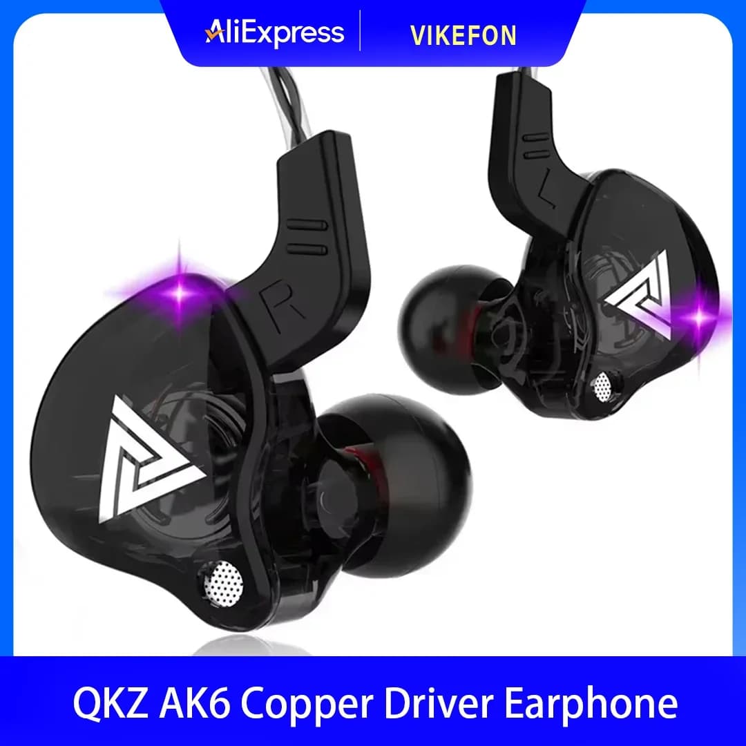 Original QKZ AK6 In Ear Earphone 6 Dynamic Driver Unit Headphone With Mic Stereo Sports HIFI Subwoofer Headset Monitor Earbuds