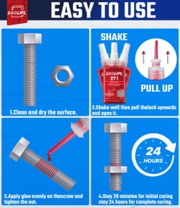 243-271 Medium to High Strength Thread Locking Agent, Thread Adhesive, Waterproof, Anti-Vibration, Anti-Corrosion, and Highly Stable