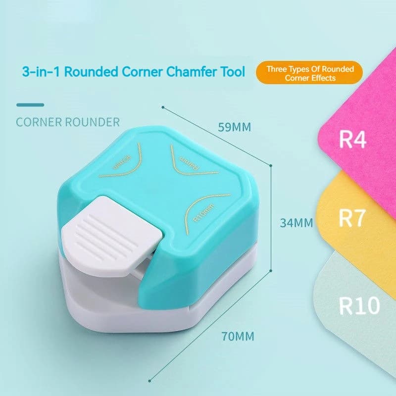 3-in-1 Corner Rounder Punch R4/R7/R10mm, Round Corner Cutter Trimmer for Card Making Scrapbook Paper Craft