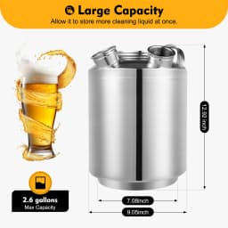 Portable 2.6-gallon Beer Cleaning Keg Draft Beer Machines Milk Tea Machines Anti-leakage Beer Line Cleaning Kit