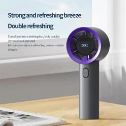 Handheld Mini Fan Portable USB Rechargeable Personal Fan 5 Speeds Fan With Digital Display Cooling Turbo Fan For Outdoor Office