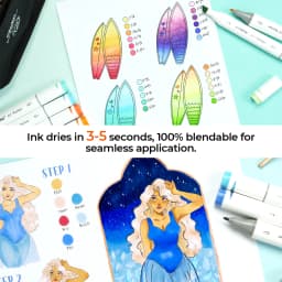 Ohuhu Bleedproof Double-Sided Marker Pad with PU Cover Art Sketchbook Hardcover Sketching Book for Alcohol Markers Paints Draw