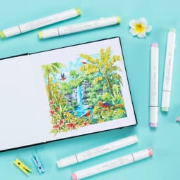 Ohuhu Bleedproof Double-Sided Marker Pad with PU Cover Art Sketchbook Hardcover Sketching Book for Alcohol Markers Paints Draw