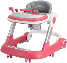 2 in 1 Baby Walker, Toddler Baby Push Walker with Removable Feeding Tray and Music Tray(Without Battery), Foldable Walker