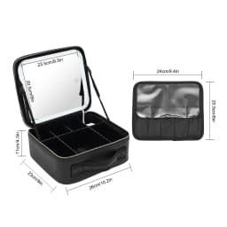 Travel Makeup Bag with LED Mirror, Organiser Case with Adjustable Compartment, 3 Color Scenarios Adjustable Makeup Train Case
