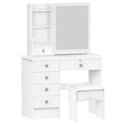 Makeup Vanities Vanity Desk with Sliding Mirror, Bedroom Dressing Table, Makeup Desk with 6 Drawers Bedroom Furniture