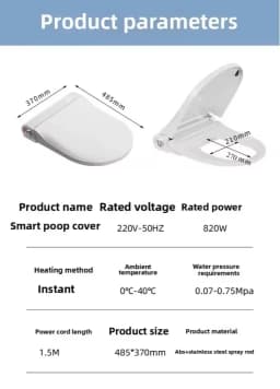 Auto Flip Smart Toilet Seat Cover with Constant Temperature Heating Multi Function Universal Bidet