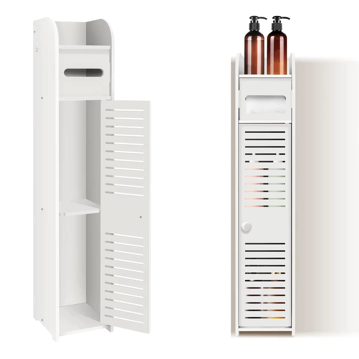BRIEFNESS White Bathroom Cabinet Tall Slimline Shelf Bathroom Cabinet Bathroom Organiser Bedroom Cabinet Living Room Organiser