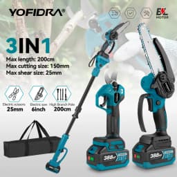 YOFIDRA Brushless Electric Chainsaw Telescoping Pole 3IN1 High Branch Saw Woodworking Pruning Power Tool For Makita Battery Pin