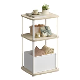 SONGMICS HOME Side Table, Bedside Table, End Table with 3 Storage Shelves, Fabric Basket