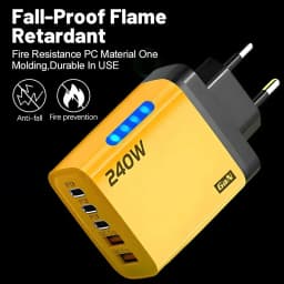 240W 5Port GaN Charger USB C Fast Charging Adapter PD Quick Charge3.0 Type C USB Charger For iPhone Samsung Xiaomi Huawei Tablet