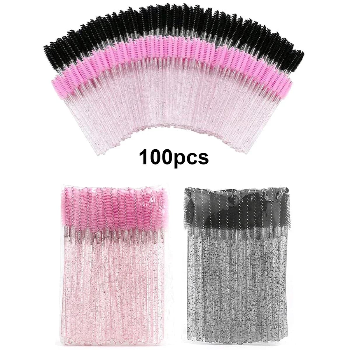 100PCS Disposable Spoolie Brushes - Hypoallergenic Micro Wands for Eyelash Extensions & Brows, Salon Grade Bulk Tools