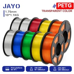 JAYO 10 Rolls 3D PETG/PLA/PLA PLUS/PLA Meta/ PLA Matte Printer Filament 1.75mm 100% No Bubble non-toxic 3D Printing Materials