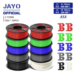 JAYO 3D Filament ASA Filament 1.75mm UV/Rain/Heat Resistant Tough 3D Printer Filament 10Rolls/Set For 3D Printers