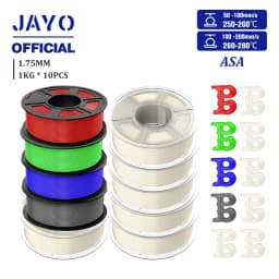 JAYO 3D Filament ASA Filament 1.75mm UV/Rain/Heat Resistant Tough 3D Printer Filament 10Rolls/Set For 3D Printers