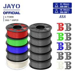JAYO 3D Filament ASA Filament 1.75mm UV/Rain/Heat Resistant Tough 3D Printer Filament 10Rolls/Set For 3D Printers