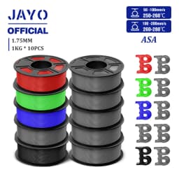 JAYO 3D Filament ASA Filament 1.75mm UV/Rain/Heat Resistant Tough 3D Printer Filament 10Rolls/Set For 3D Printers