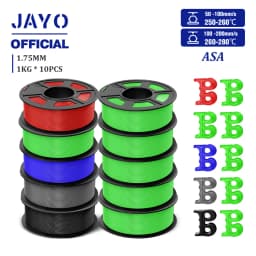 JAYO 3D Filament ASA Filament 1.75mm UV/Rain/Heat Resistant Tough 3D Printer Filament 10Rolls/Set For 3D Printers