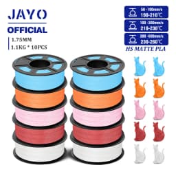 JAYO High Speed Matte PLA 3D Filament 1.75MM PLA Classic 3D Printer Filament 10Rolls Neatly Wound High Toughness Matte Filament