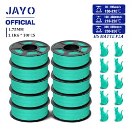 JAYO High Speed Matte PLA 3D Filament 1.75MM PLA Classic 3D Printer Filament 10Rolls Neatly Wound High Toughness Matte Filament