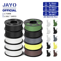 JAYO High Speed Matte PLA 3D Filament 1.75MM PLA Classic 3D Printer Filament 10Rolls Neatly Wound High Toughness Matte Filament