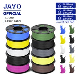 JAYO High Speed Matte PLA 3D Filament 1.75MM PLA Classic 3D Printer Filament 10Rolls Neatly Wound High Toughness Matte Filament