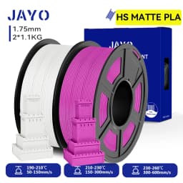 JAYO 2 Rolls 3D High Speed Matte PLA Printer Filament 1.75mm Neatly Wound PLA Filament with Matte Finish Print with 99% FDM 3D