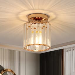 Crystal Ceiling Light,Gold,Fixture Chrome Flush Mount Ceiling Lighting Fixture for Hallway E27 Bulb Socket (Bulb Not Included)