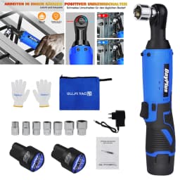 Cordless Ratchet Wrench Set,3/8"300 RPM 12V Power Electric Ratchet Driver with 7 Sockets,Two 1500mAh Li-Ion Batteries