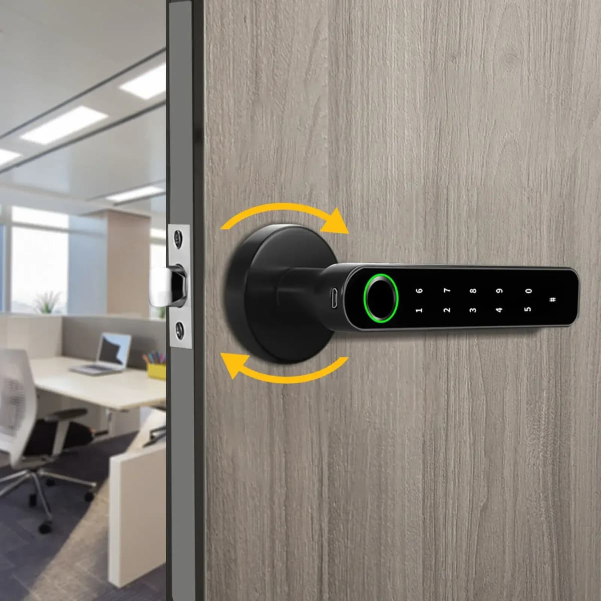 Electronic Fingerprint Door Lock Digital Keypad Code Lock Smart Door Knob W/ Fingerprint Password IC Card Bluetooth and Key Mode