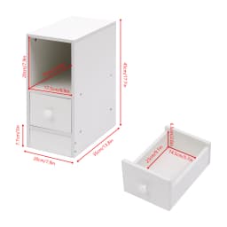 BonChoice Slim Tall Bedside Table Cabinet with Drawer & Storage Space for Bedroom, Narrow Sofa Side Table End Table