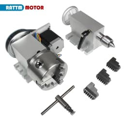 【EU BR】K11-100/K12-100mm 3/4 Jaw Chuck 100mm 4th Axis + Tailstock Kit for Mini CNC Router/Woodworking Engraving